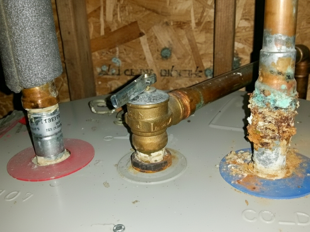 A Warner Springs plumber diagnoses a water heater issue caused by corrosion.