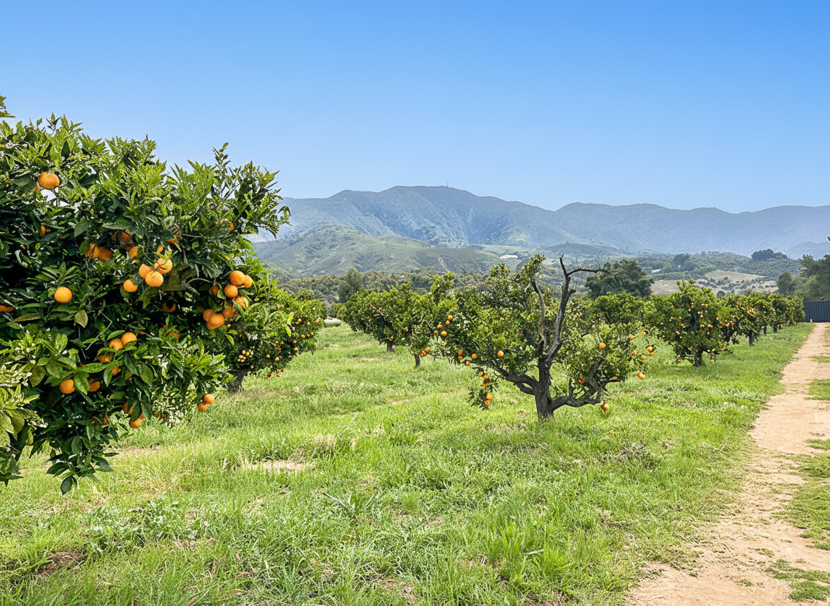 A Pauma Valley plumber depicts service areas with an image of a local orange tree grove.