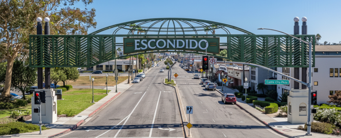 The well-known Escondido arch on Gran Avenue signifies plumbing work in this area.