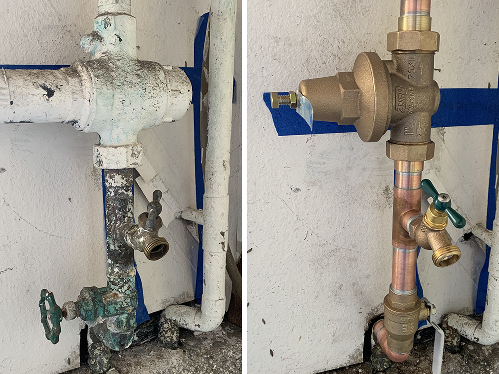 pressure-regulator-replacement-before-and-after A pressure regulator replacement before and after photos taken at a home in Escondido, CA.