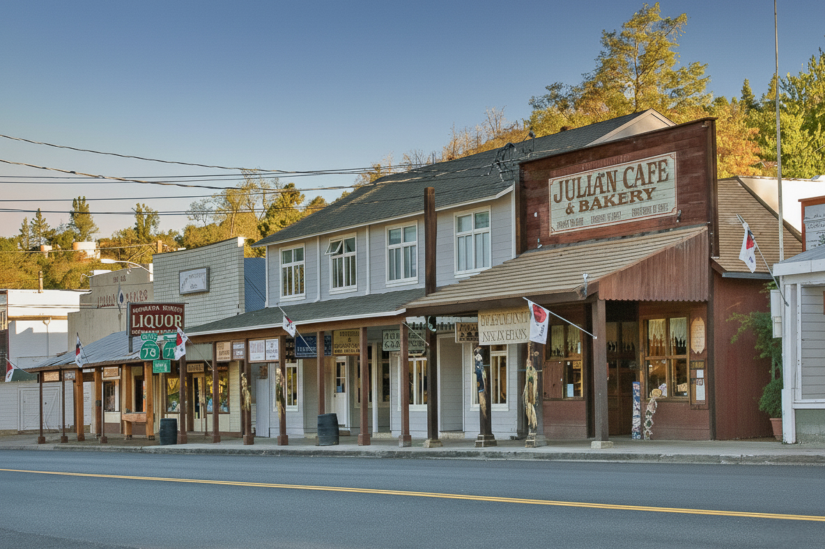A nice picture of Julian Cafe on Main Street in Julian, CA.