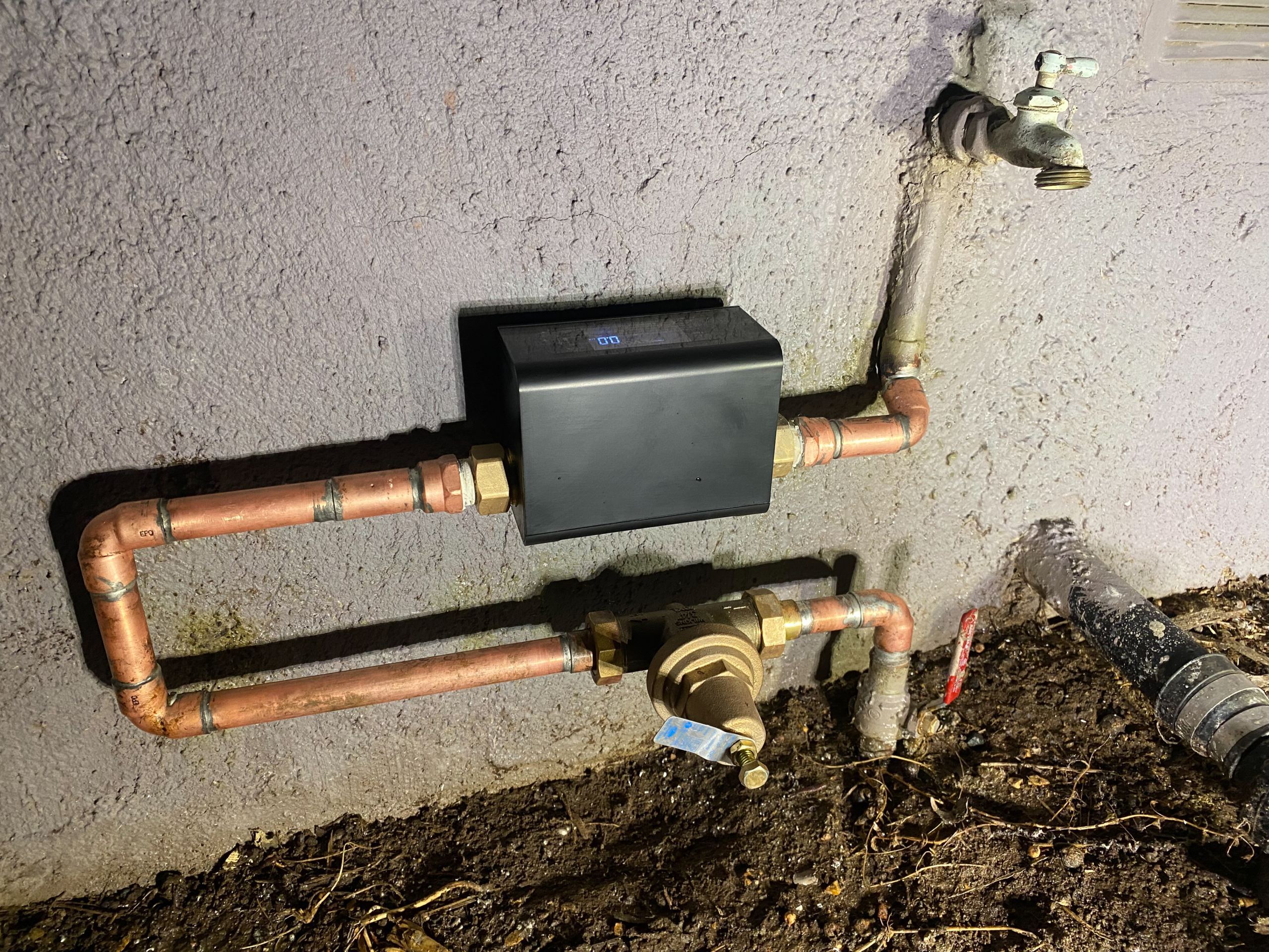 A Vevor smart water monitor is installed at an Escondido home to help prevent leaks and other plumbing emergencies.