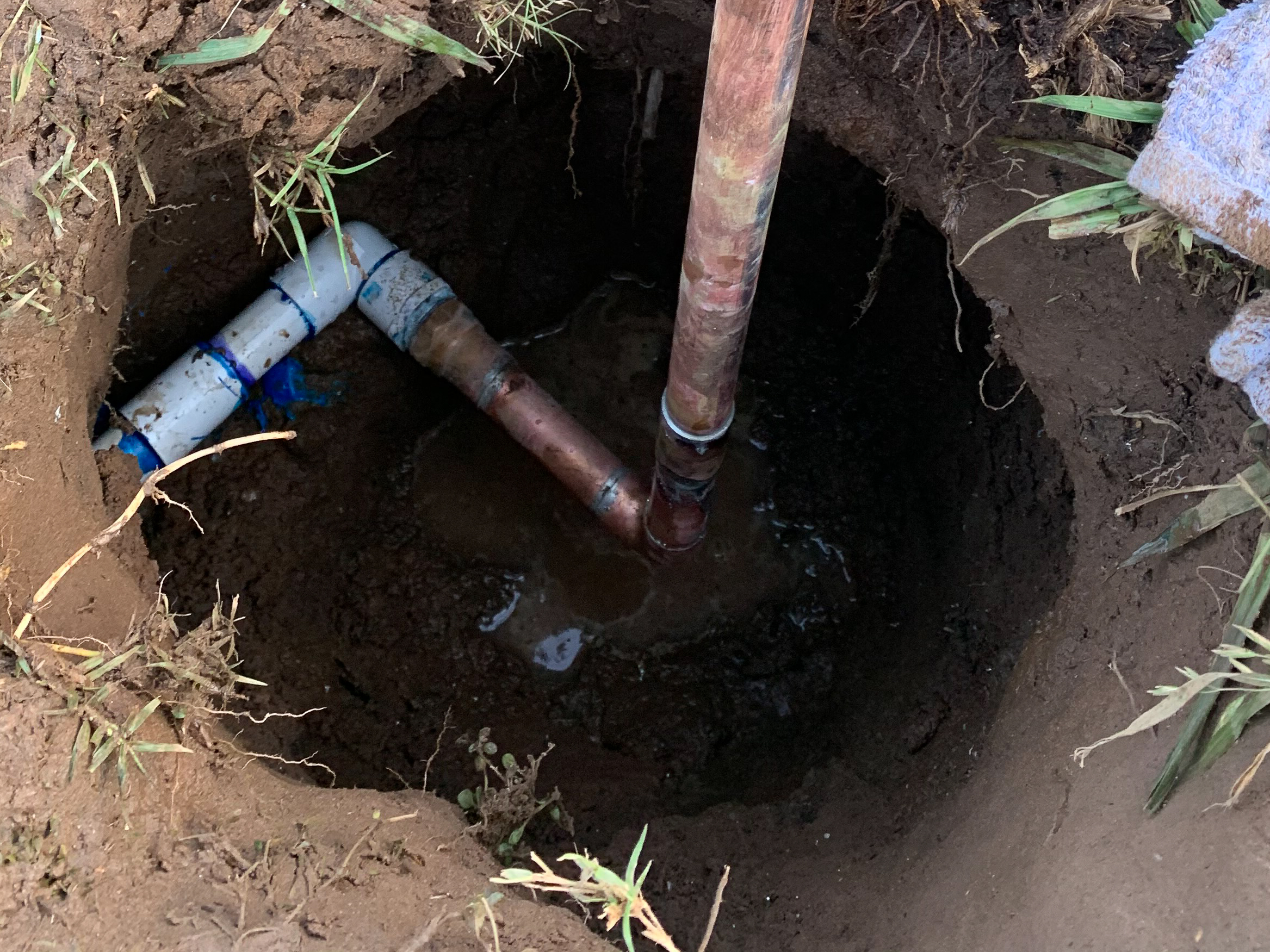 main-water-service-line-leak-repair A main service line leak was repaired using type L copper and soldered fittings.