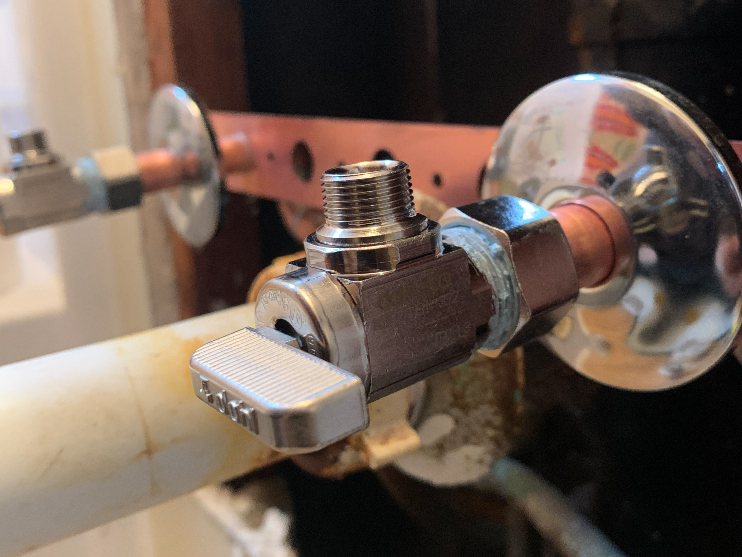 angle-stop-valves A set of 1/4-turn angle strops are installed to replace old, corroding shutoff valves in Escondido.