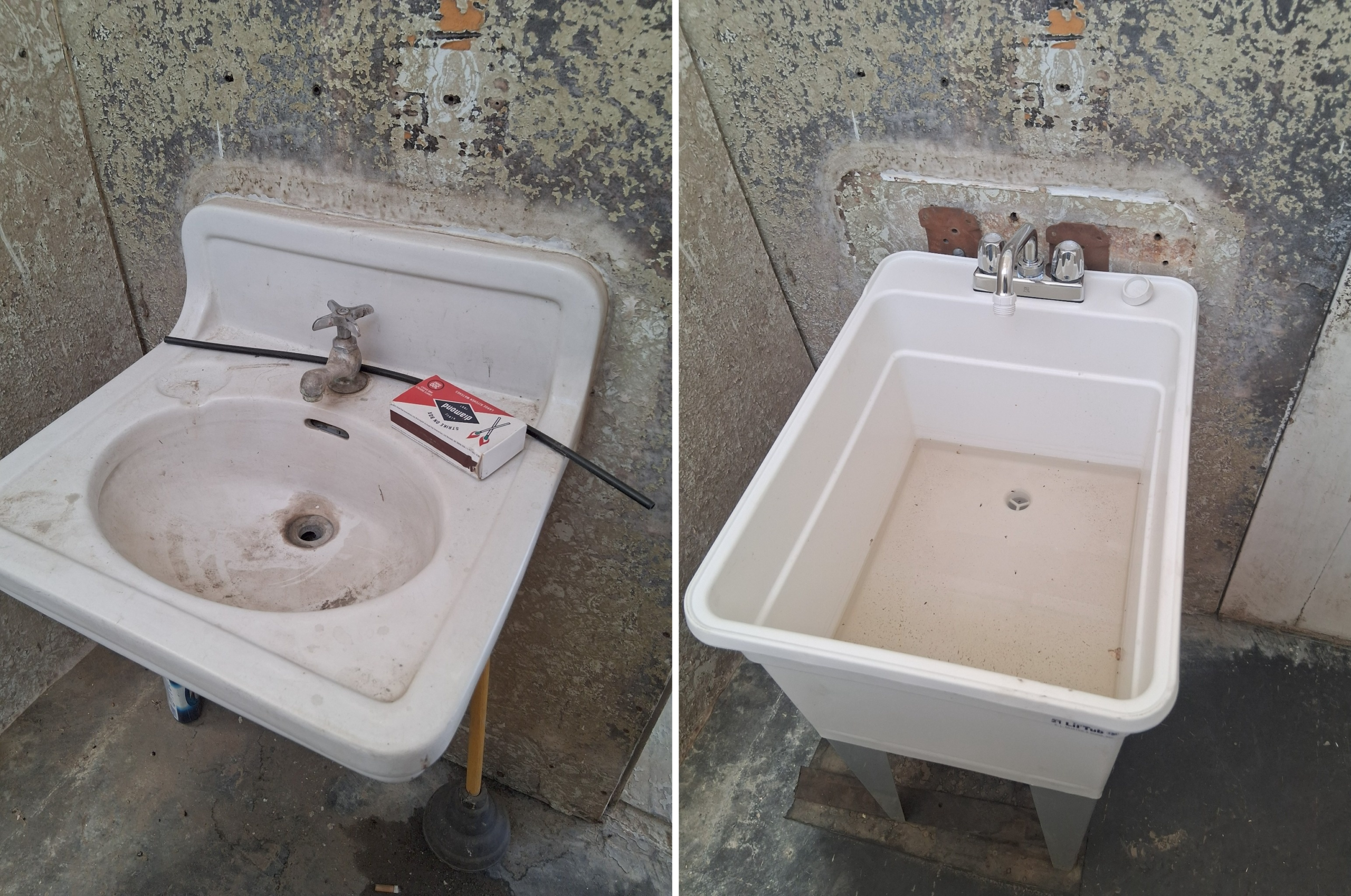 before-after-utility-sink-installation A Moen Positemp shower valve was installed in the bathroom of an Escondido home.