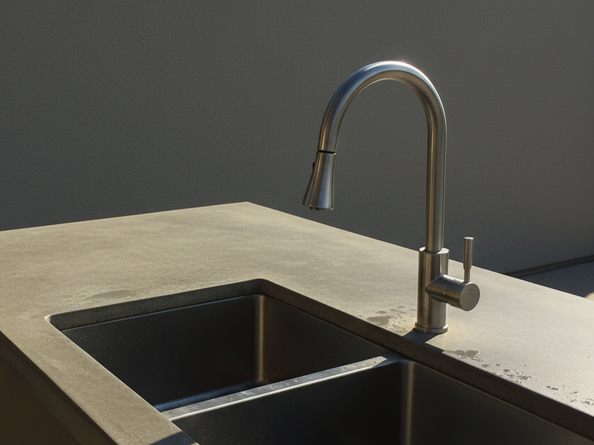 An outdoor kitchen faucet installation in a BBQ area of an Escondido home.